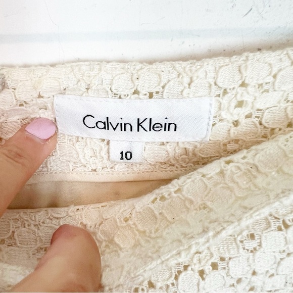 CALVIN KLEIN OFF-WHITE EYELET STRAIGHT PENCIL SKIRT WOMENS SZ 10 - Picture 2 of 4